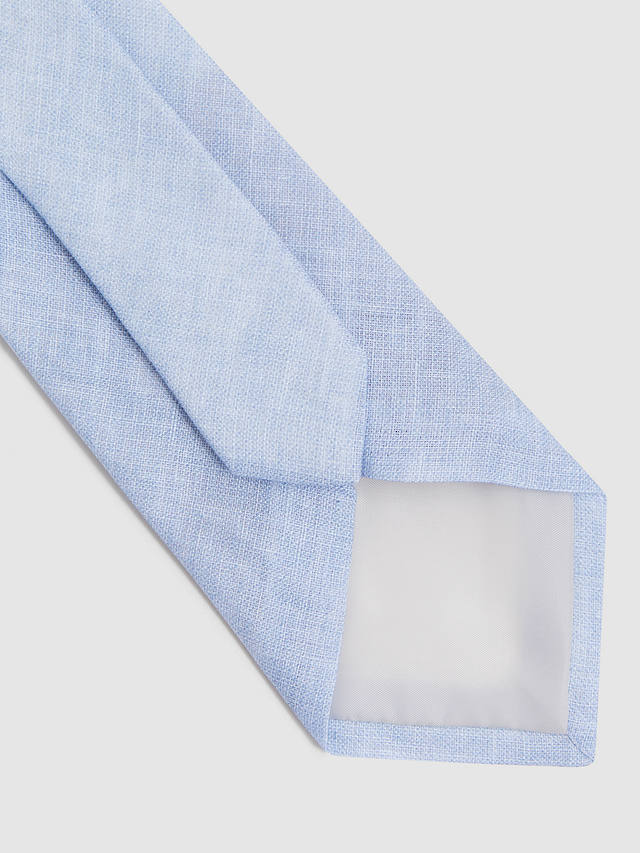 Reiss Vitali Linen Tie, Sky Blue Melang