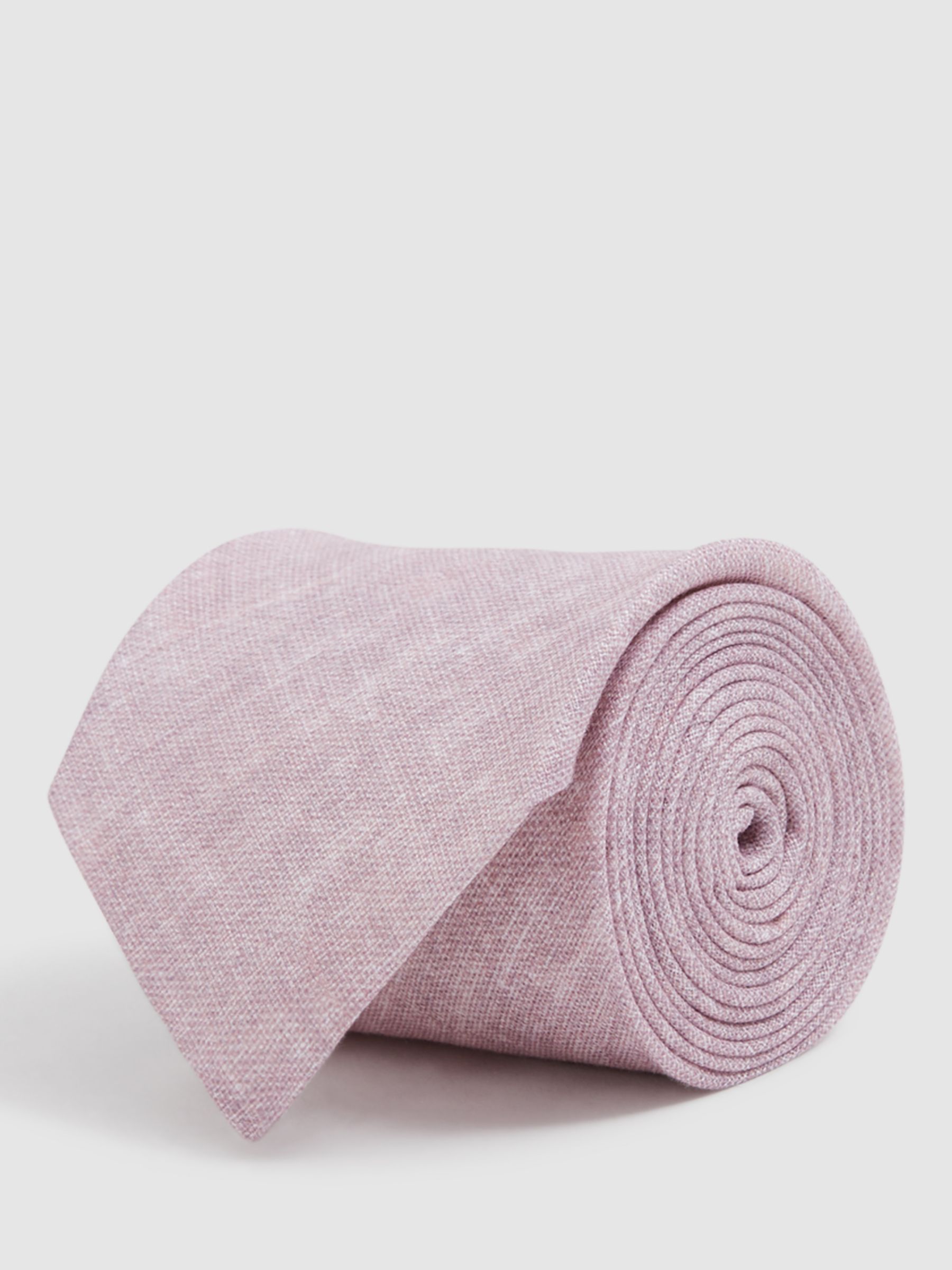 Reiss Vitali Linen Tie, Soft Rose, One Size