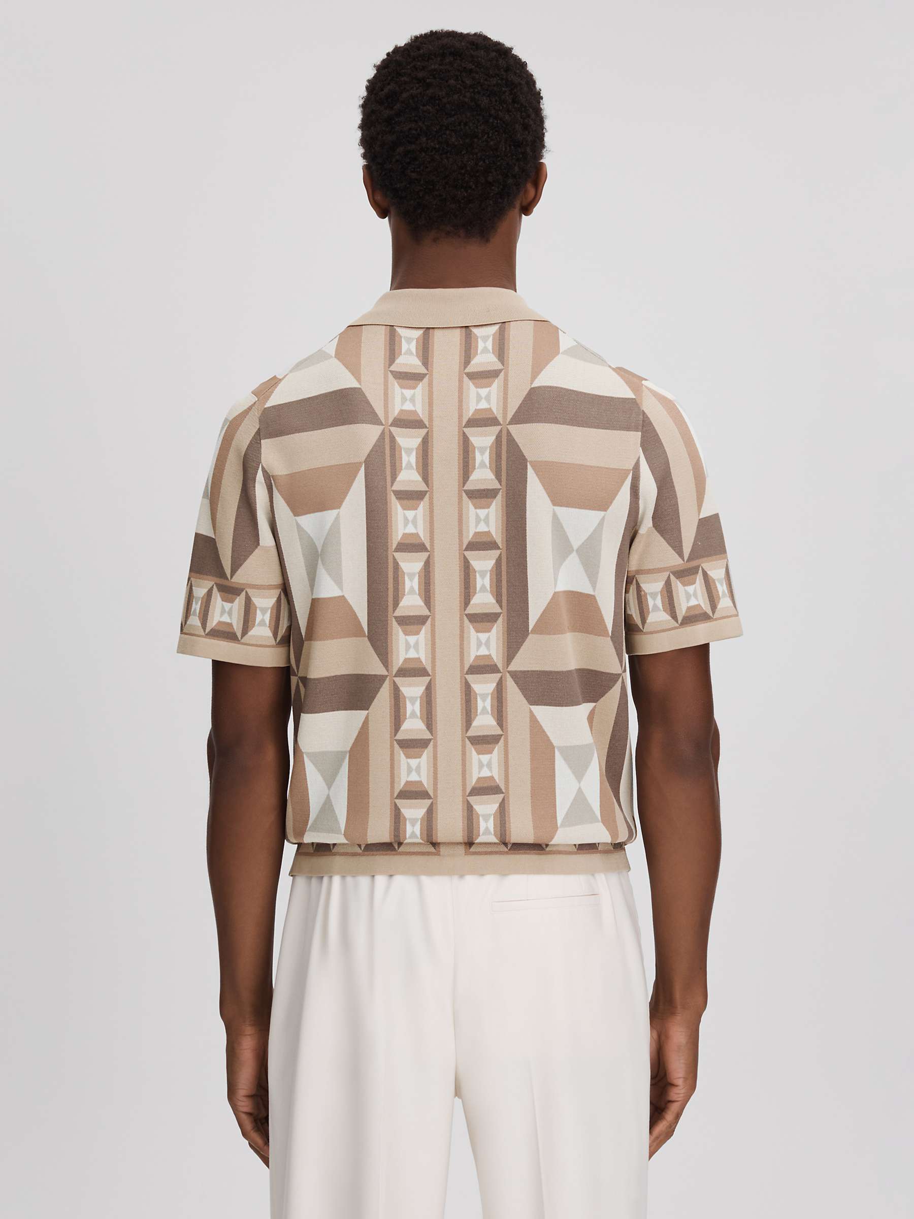 Buy Reiss Beresford Cuban Collar Knitted Shirt, Camel/Multi Online at johnlewis.com