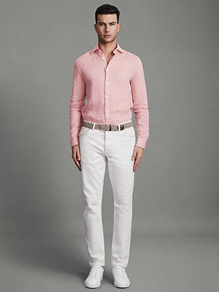 Reiss Ruban Regular Fit Linen Shirt, Flamingo
