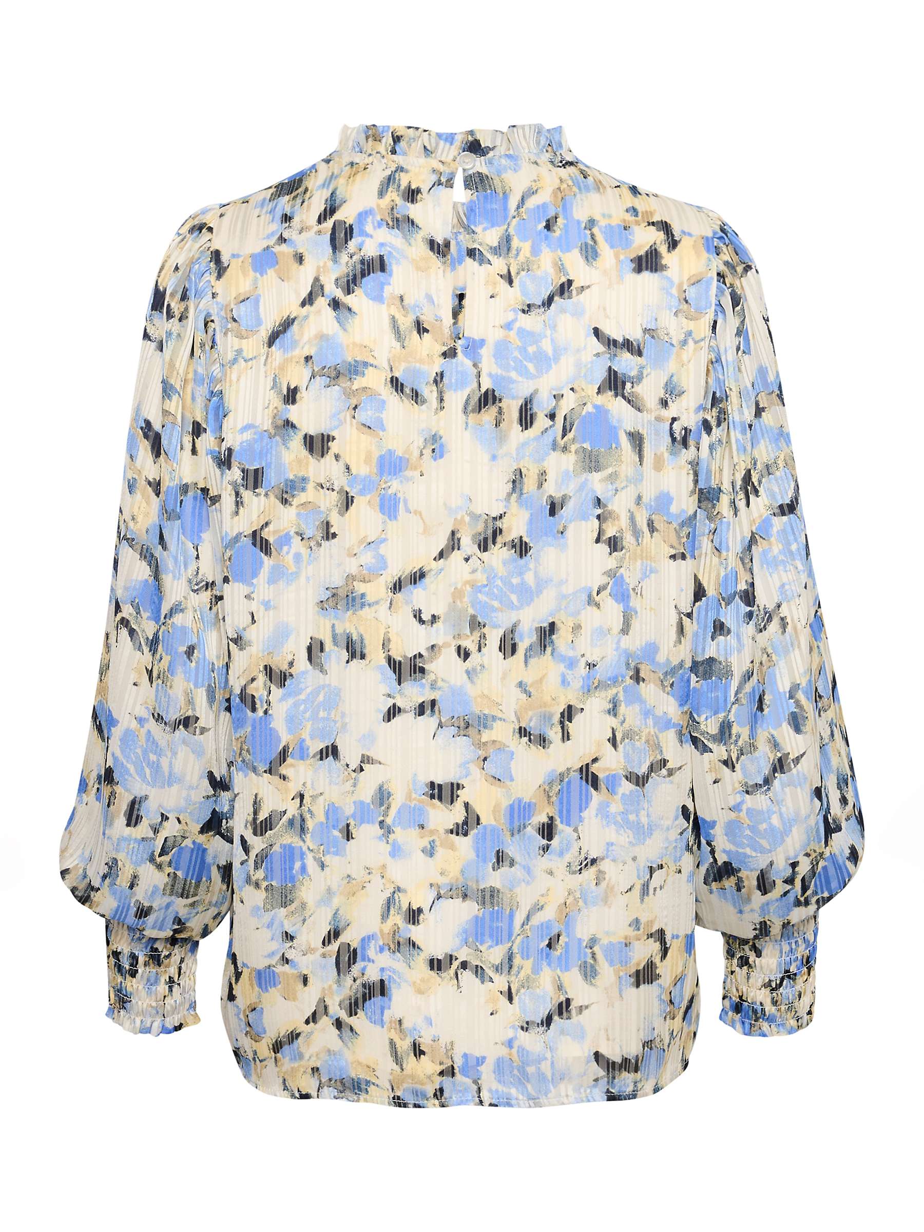 Buy KAFFE Eva Frill Collar Bishop Sleeve Blouse, Blue/Yellow Online at johnlewis.com
