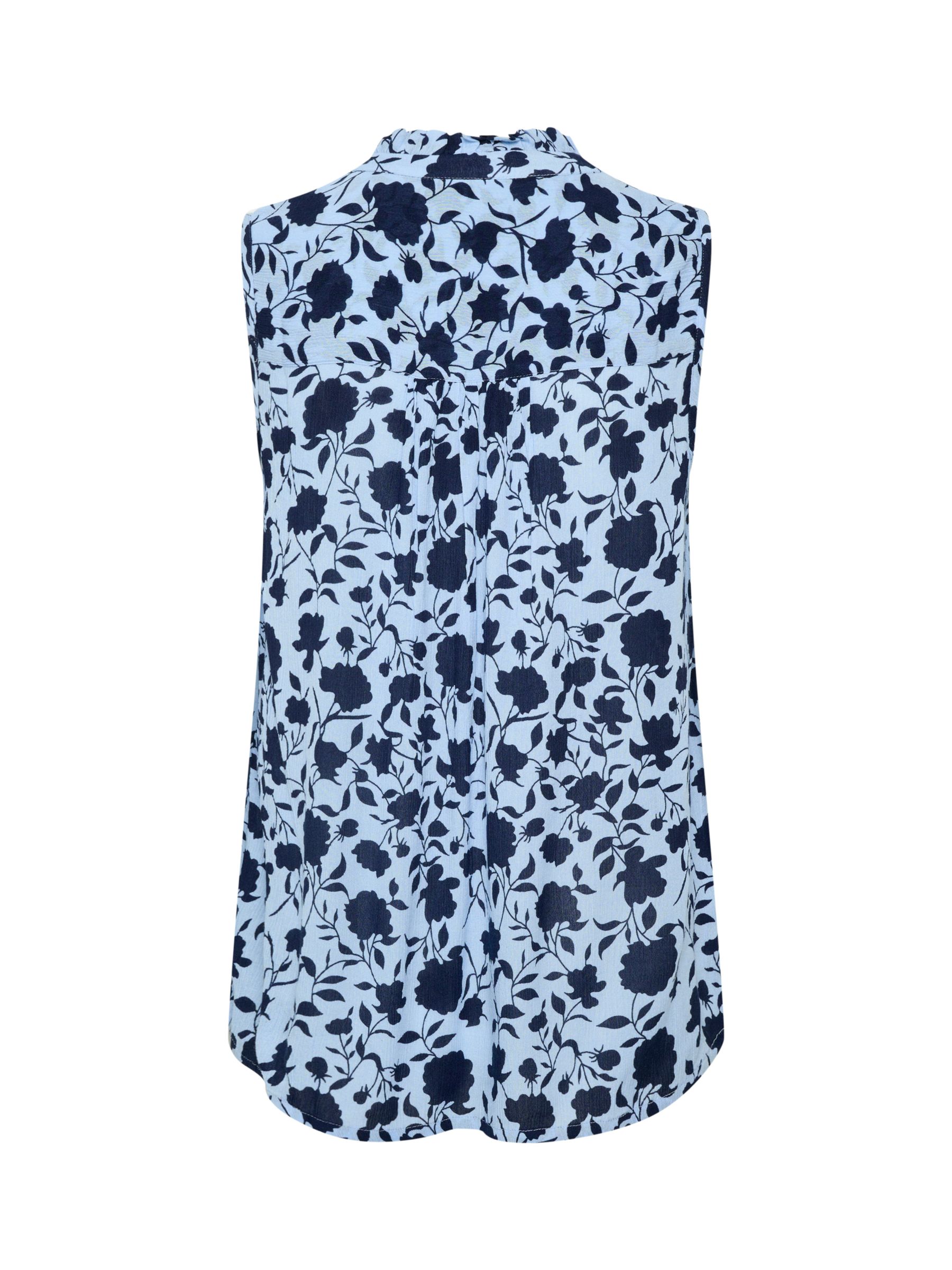 KAFFE Isolde Floral Print Sleeveless Blouse, Blue