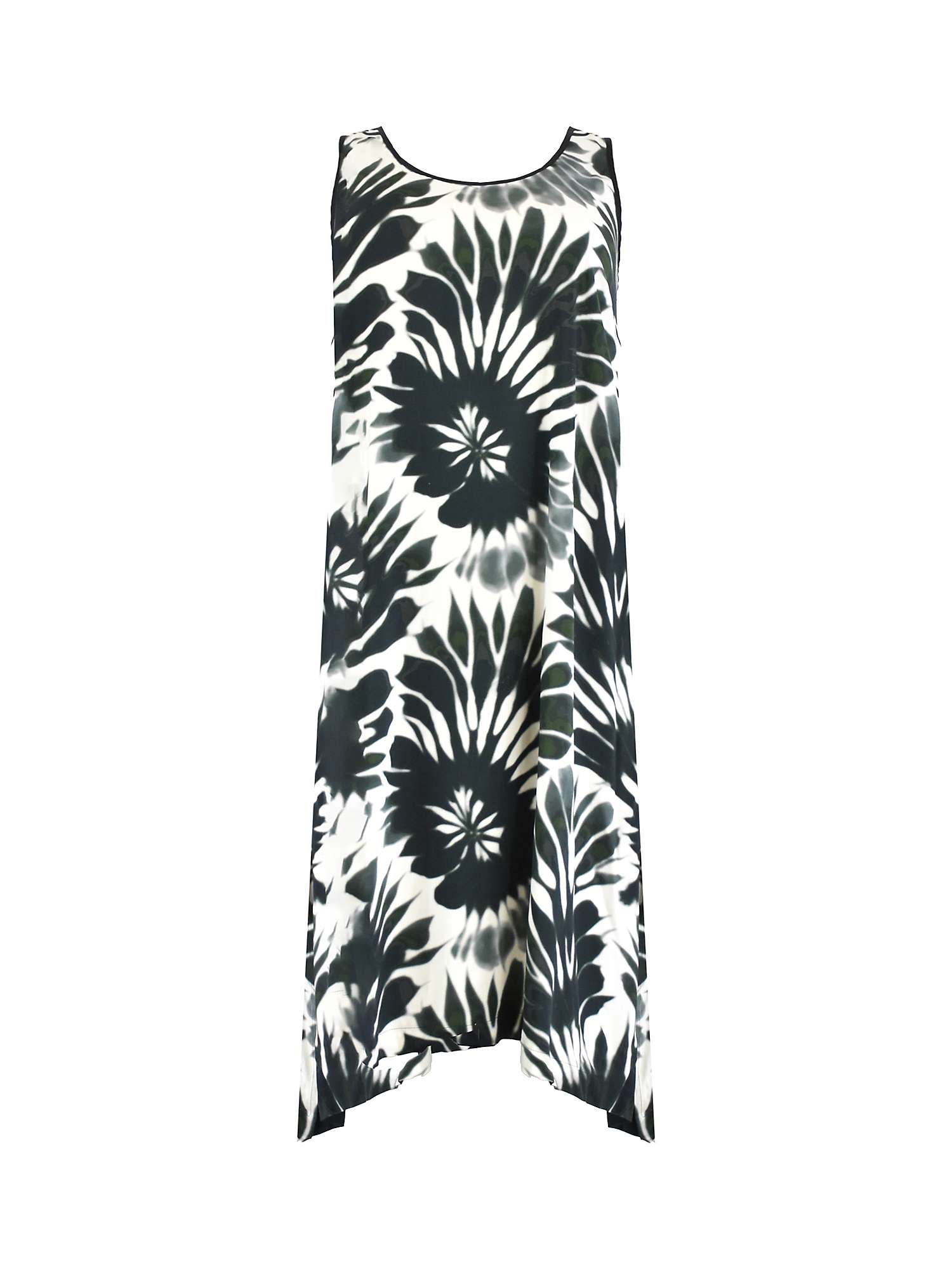 Buy Live Unlimited Curve Leaf Print Hanky Hem Midi Dress, Black/White Online at johnlewis.com