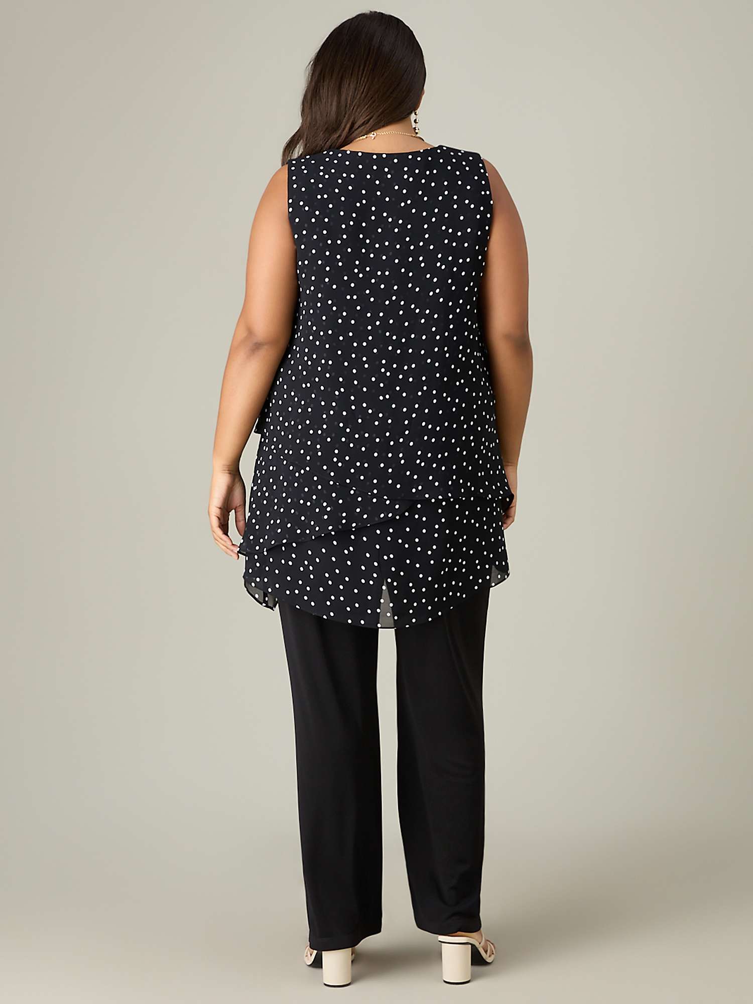 Buy Live Unlimited Curve Mono Spot Print Layered Tunic, Black Online at johnlewis.com