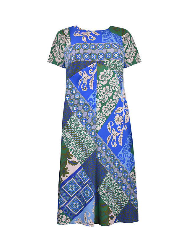 Live Unlimited Curve Scarf Print Midi Dress, Blue/Multi