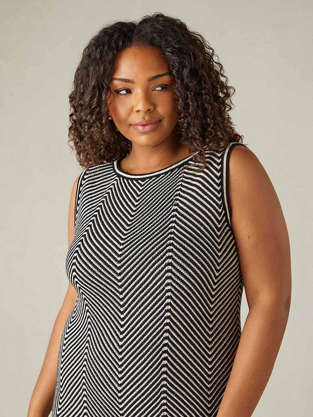 Live Unlimited Curve Chevron Knitted Dress, Black
