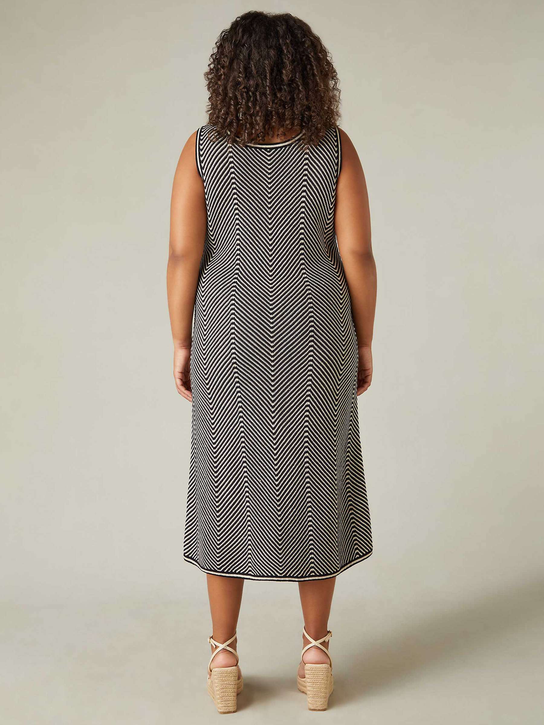 Buy Live Unlimited Curve Chevron Knitted Dress, Black Online at johnlewis.com