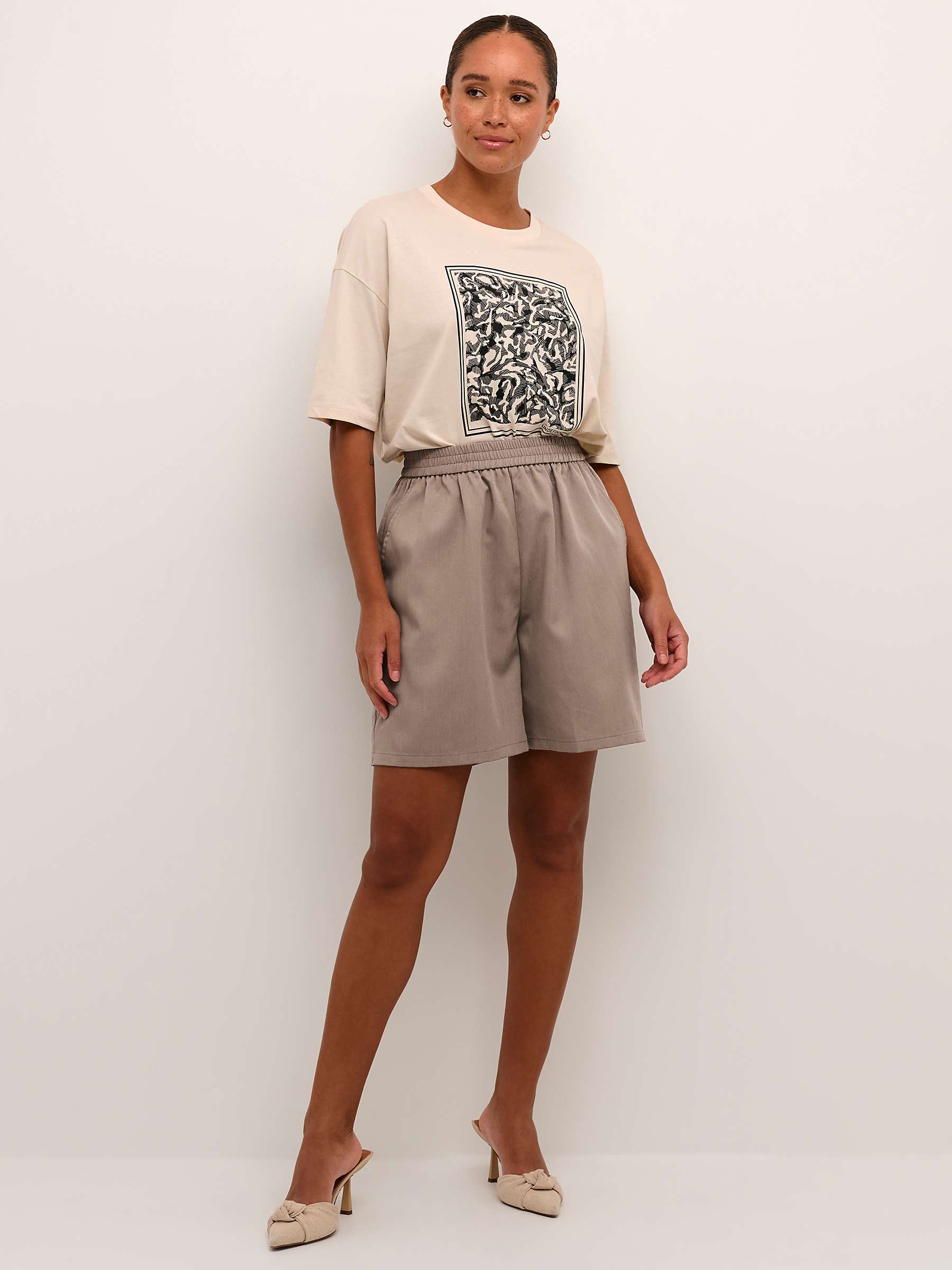 Buy KAFFE Pernille High Waist Wide Leg Shorts, Brindle Online at johnlewis.com