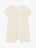 Petit Bateau Baby Stripe Terry Towelling Short Playsuit, Avalanche/Herbier