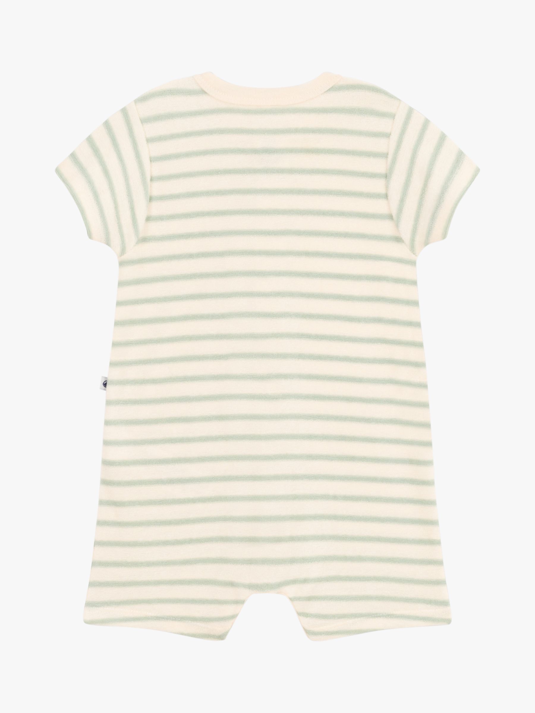 Buy Petit Bateau Baby Stripe Terry Towelling Short Playsuit, Avalanche/Herbier Online at johnlewis.com