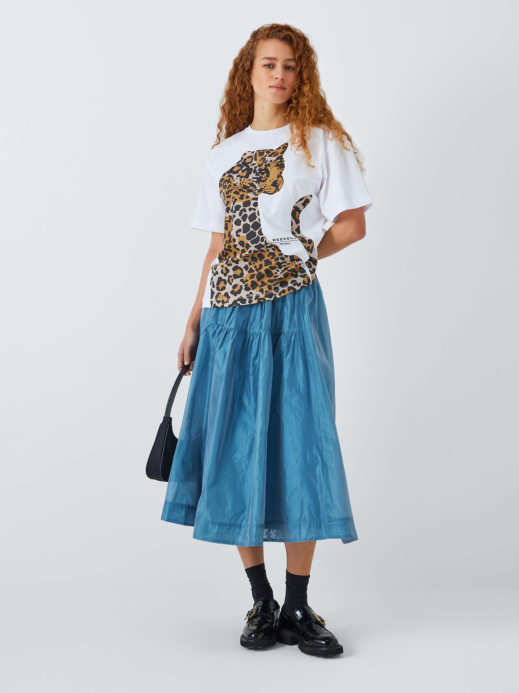 Buy Weekend MaxMara Viterbo Leopard Graphic T-Shirt, White/Multi Online at johnlewis.com