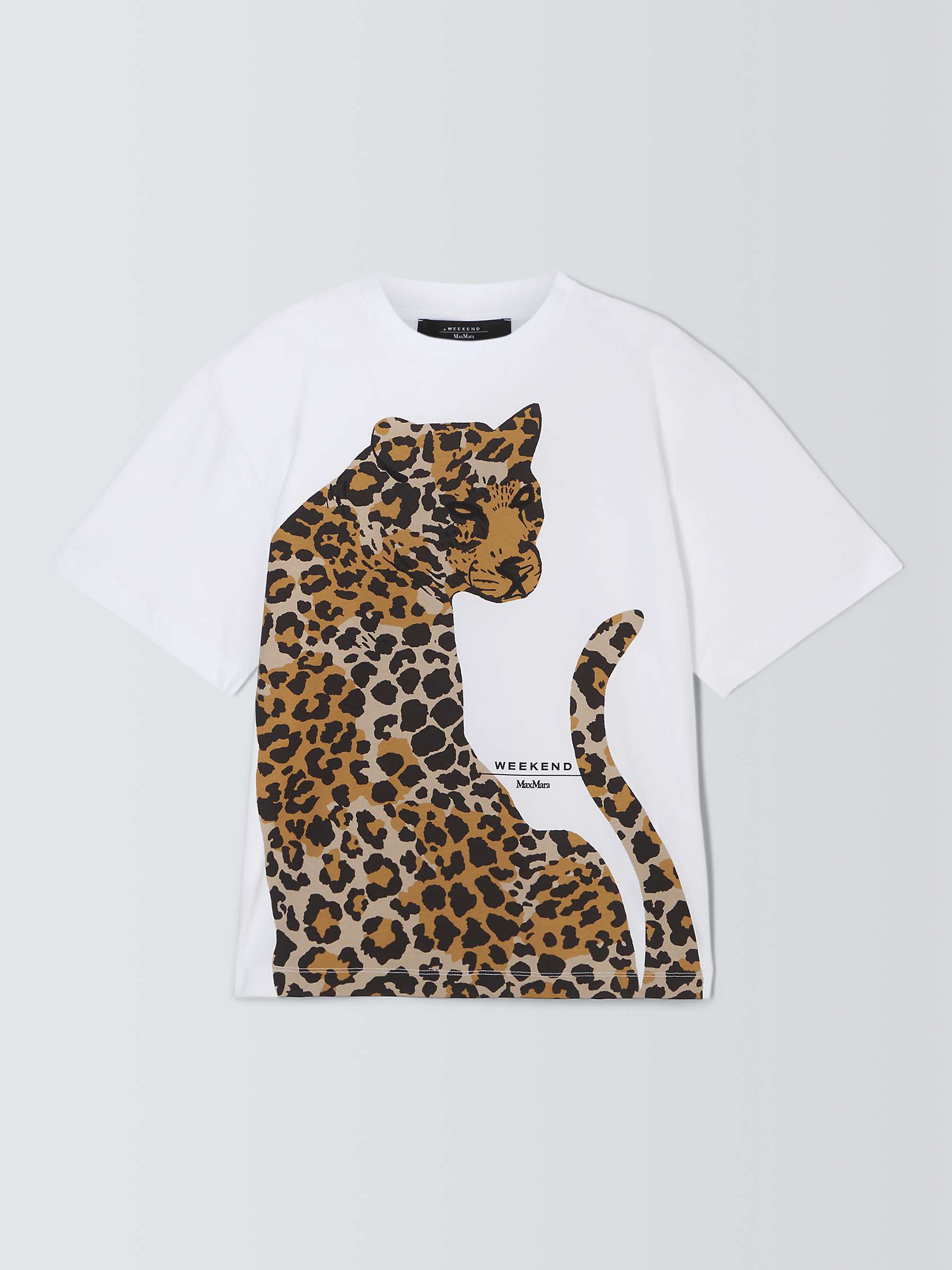 Buy Weekend MaxMara Viterbo Leopard Graphic T-Shirt, White/Multi Online at johnlewis.com