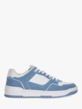 Dune Tainted Leather Chunky Court Trainers, Denim/White
