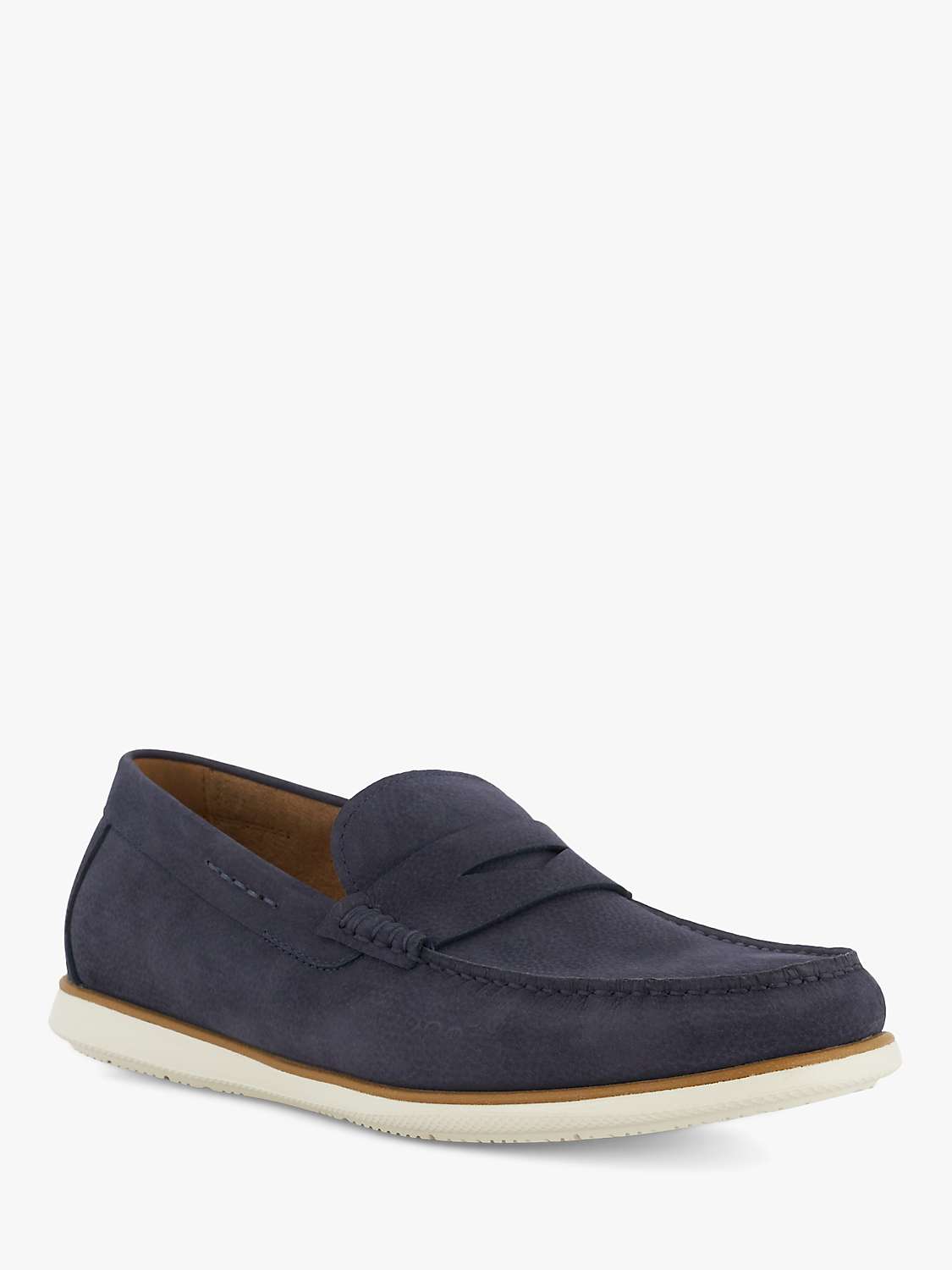 Buy Dune Wide Fit Berkly Nubuck White Sole Loafers, Navy Online at johnlewis.com