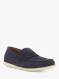 Dune Wide Fit Berkly Nubuck White Sole Loafers, Navy