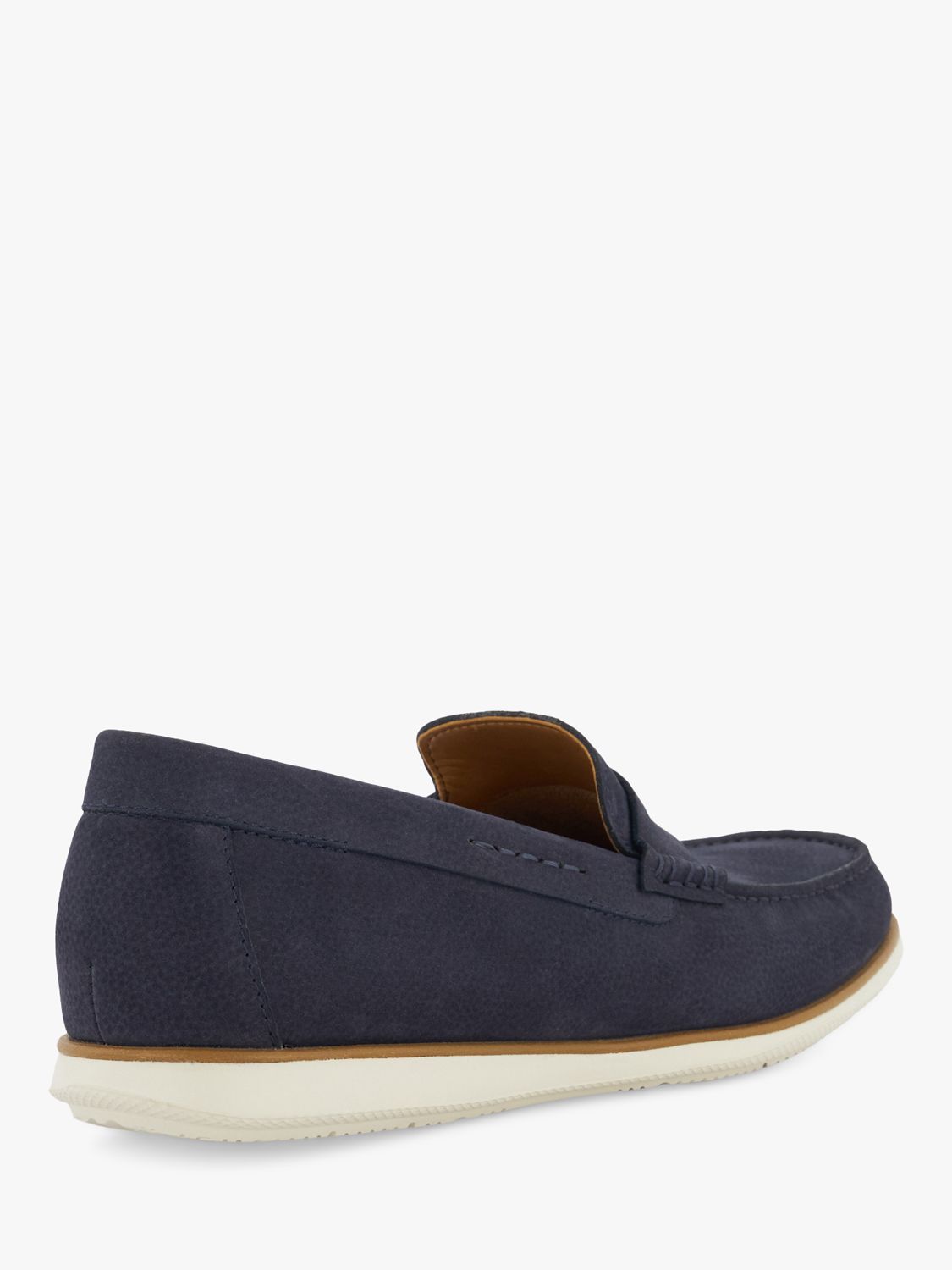 Dune Wide Fit Berkly Nubuck White Sole Loafers, Navy, 11