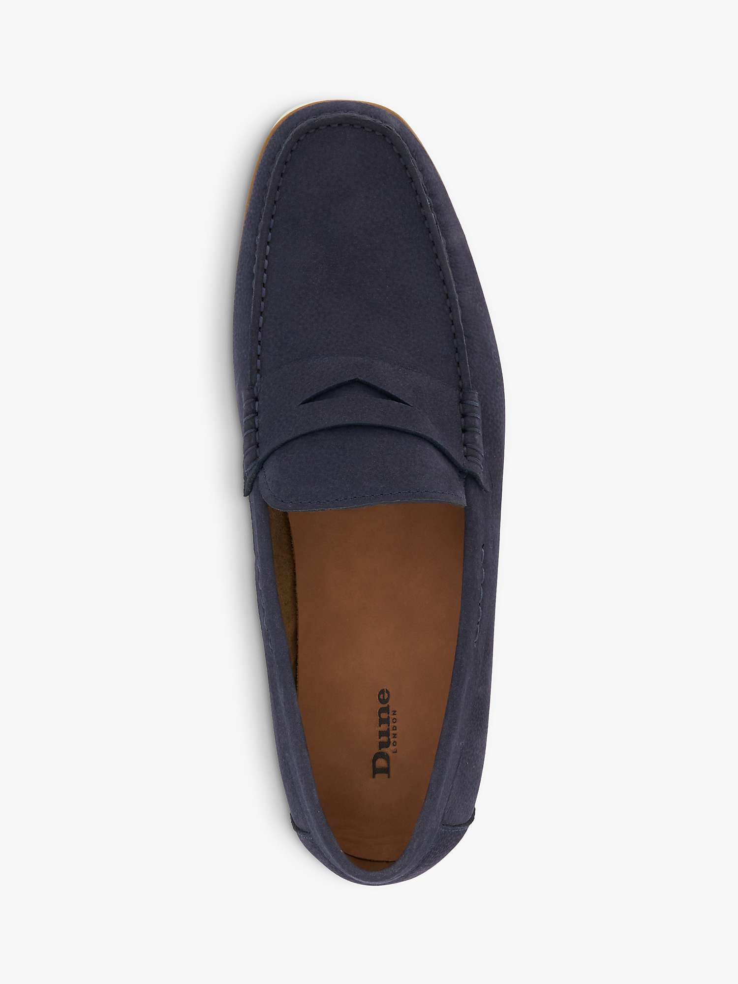 Buy Dune Wide Fit Berkly Nubuck White Sole Loafers, Navy Online at johnlewis.com