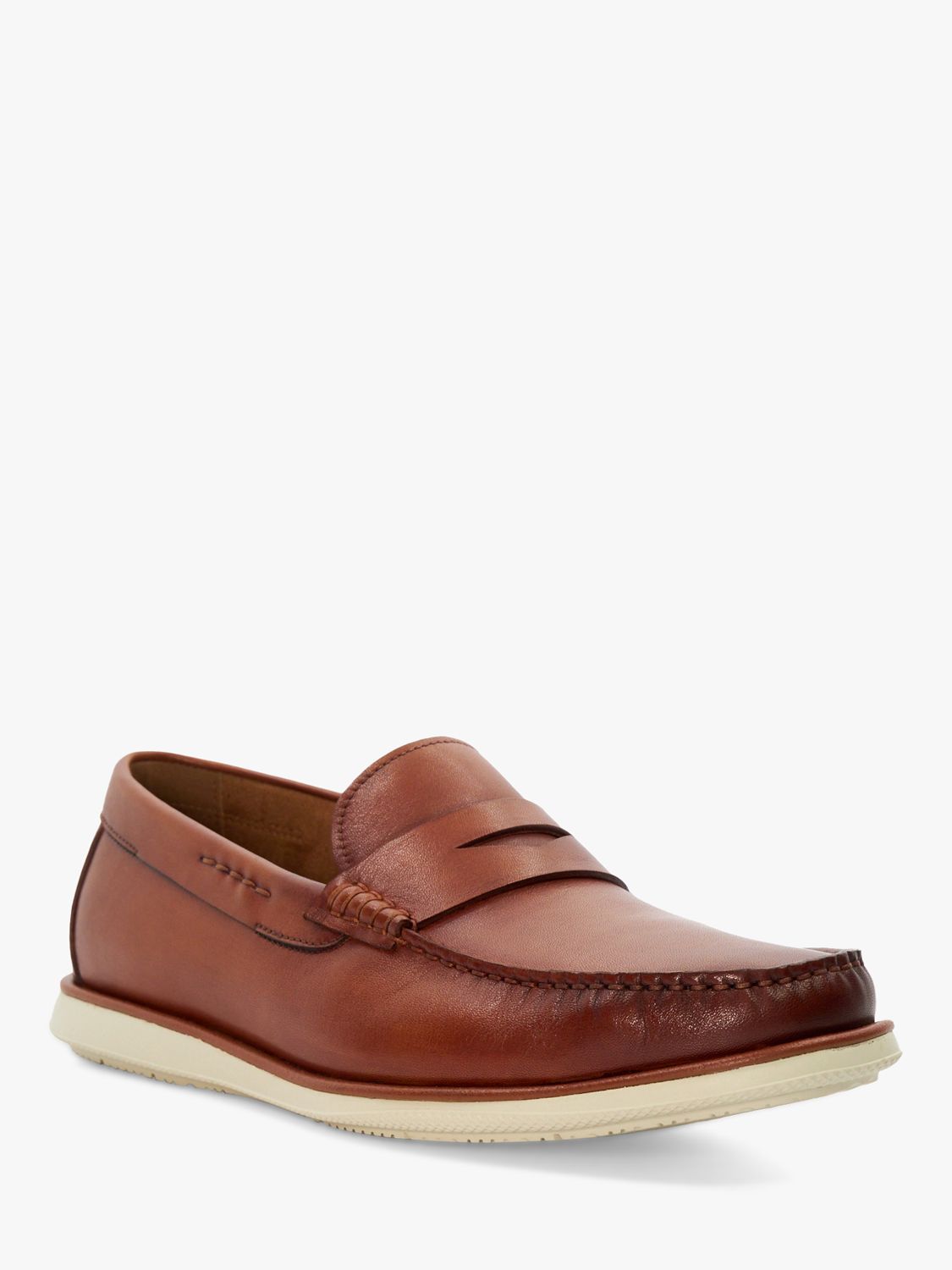 Buy Dune Wide Fit Berkly Leather White Sole Loafers, Tan Online at johnlewis.com