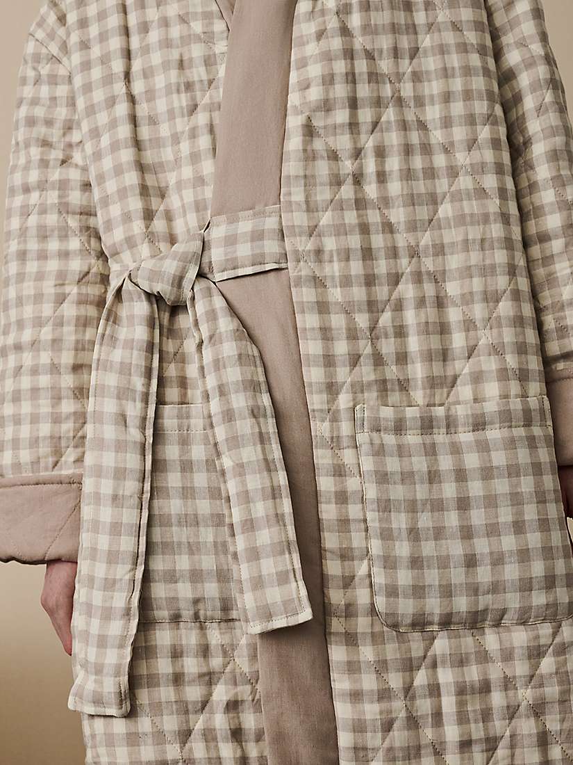 Buy Piglet in Bed Reversible Gingham Linen Housecoat Dressing Gown Online at johnlewis.com