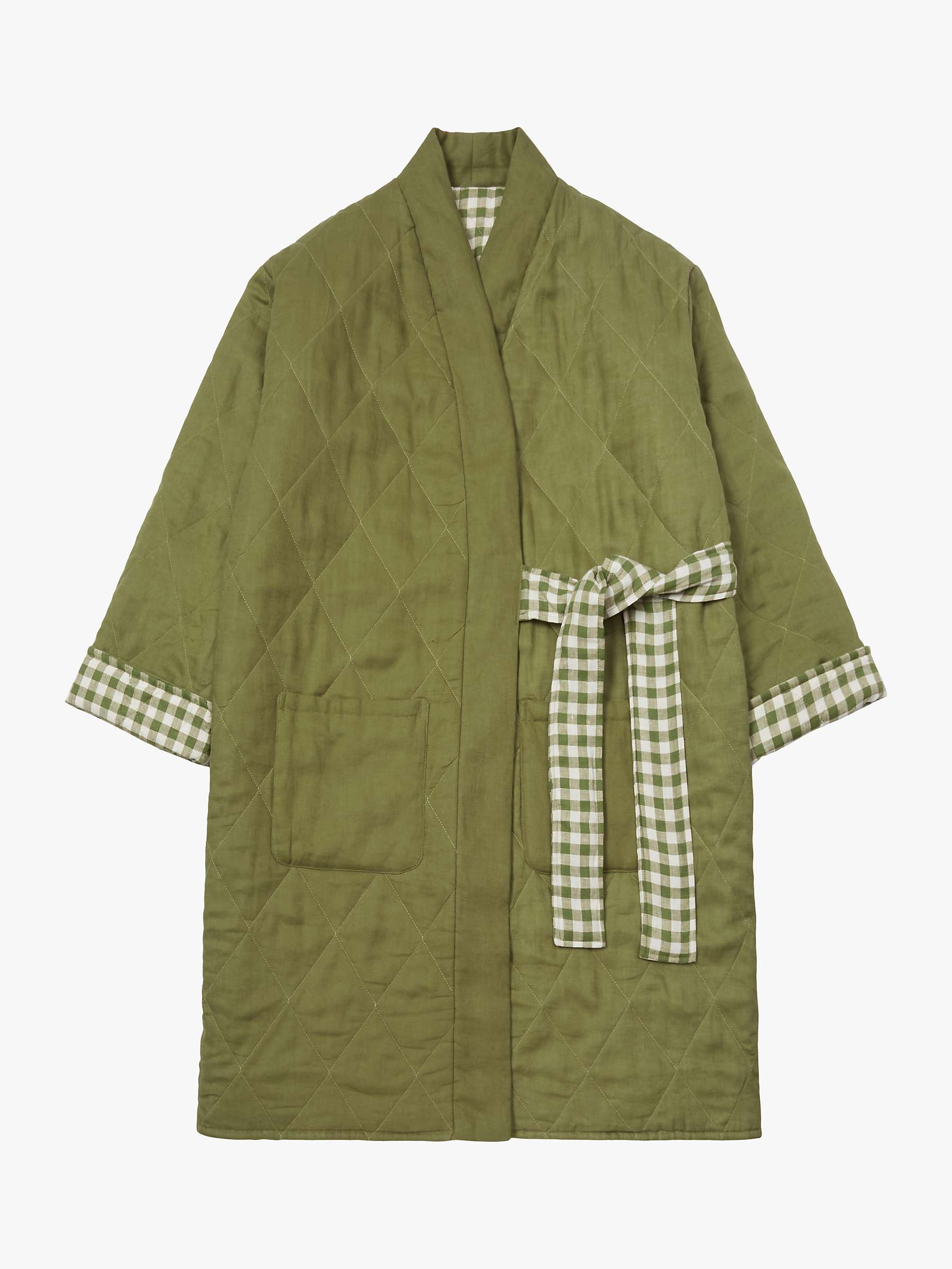 Buy Piglet in Bed Reversible Gingham Linen Housecoat Dressing Gown Online at johnlewis.com