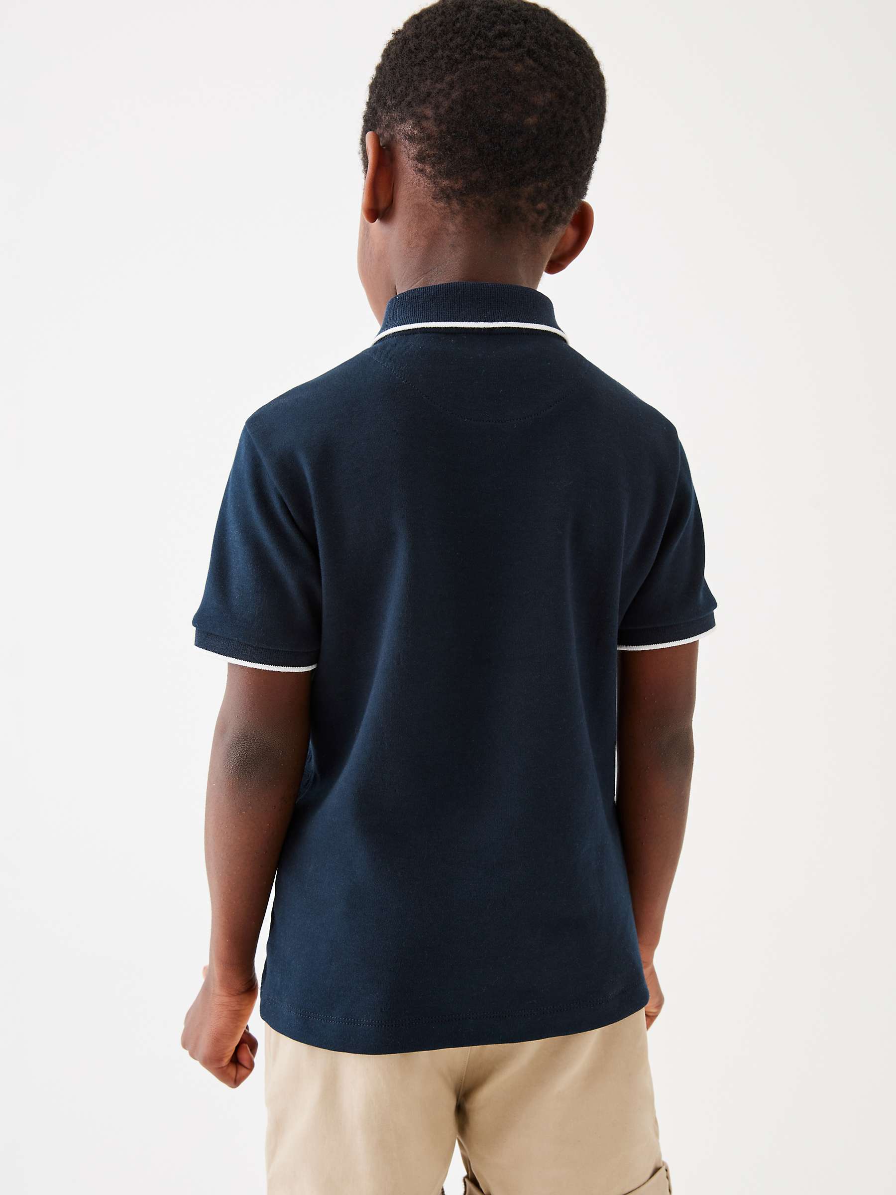Buy Ted Baker Kids' Logo Textured Zip Polo Shirt, Navy Online at johnlewis.com