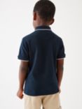 Ted Baker Kids' Logo Textured Zip Polo Shirt, Navy