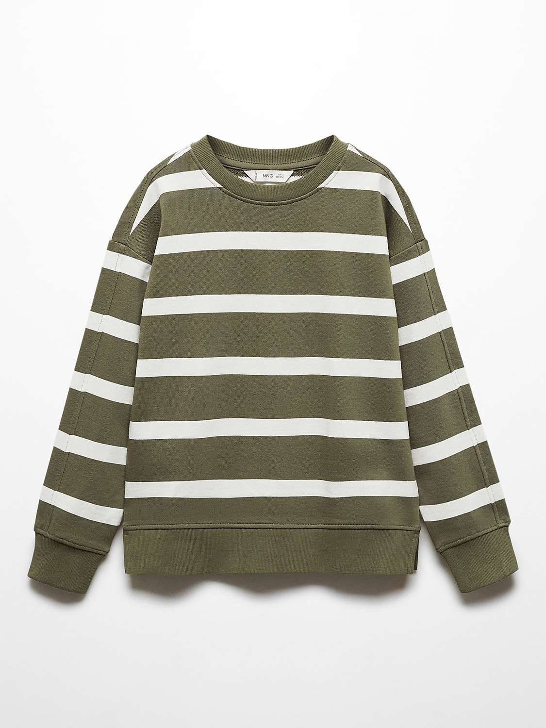 Buy Mango Kids' Stripe Side Split Sweatshirt, Beige Khaki Online at johnlewis.com