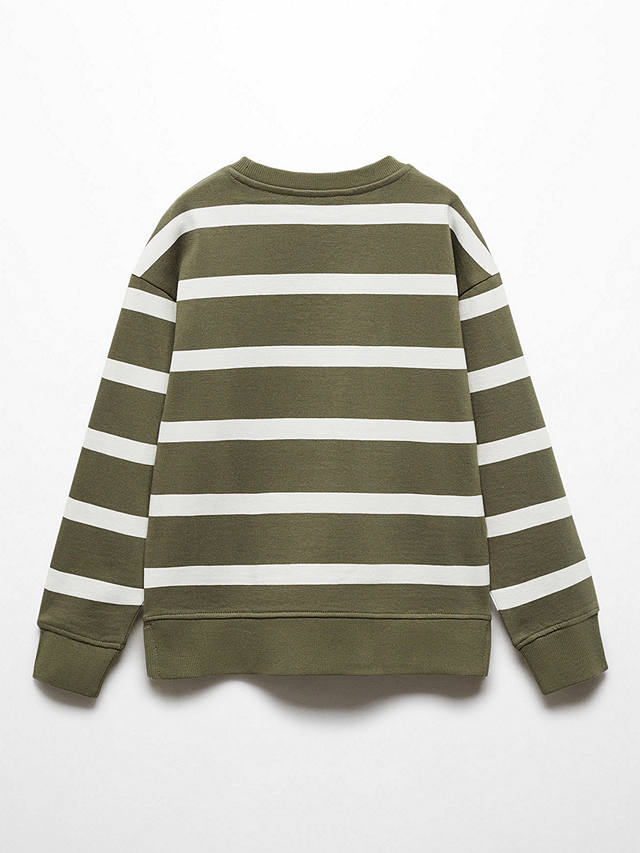 Mango Kids' Stripe Side Split Sweatshirt, Beige Khaki