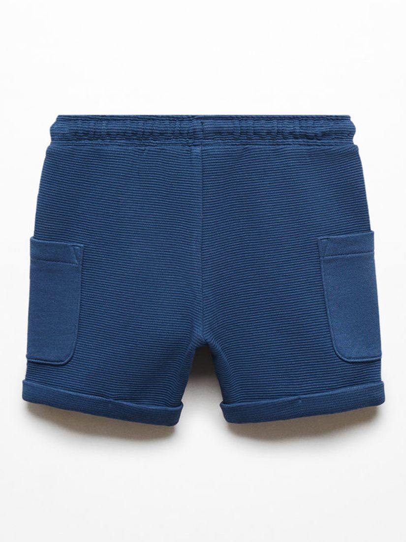 Mango Baby Wave Textured Drawstring Shorts, Navy, 2-3 years