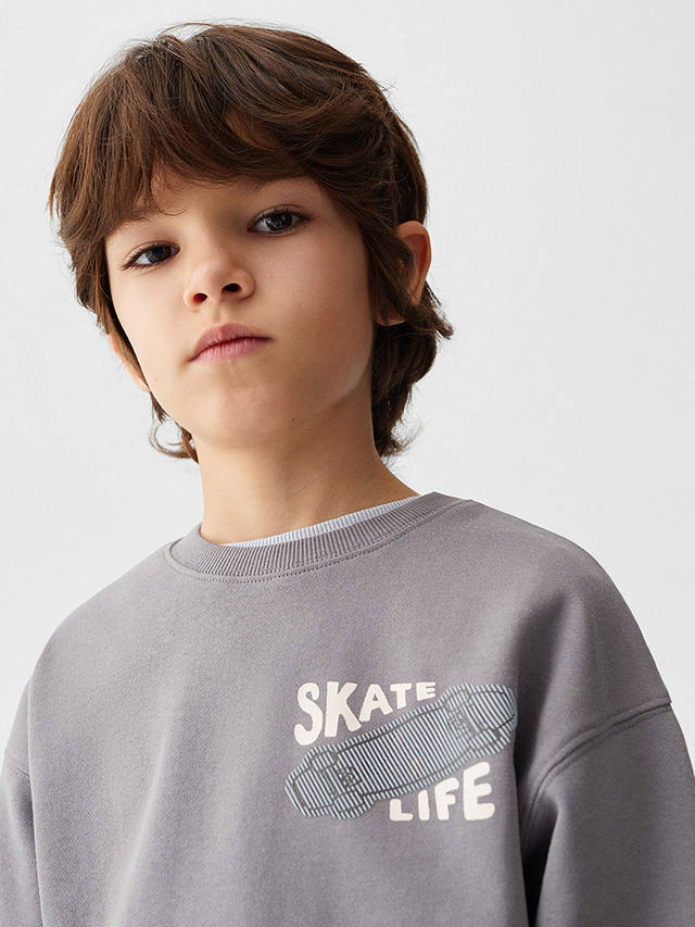 Mango Kids' Skate Life Sweatshirt, Grey