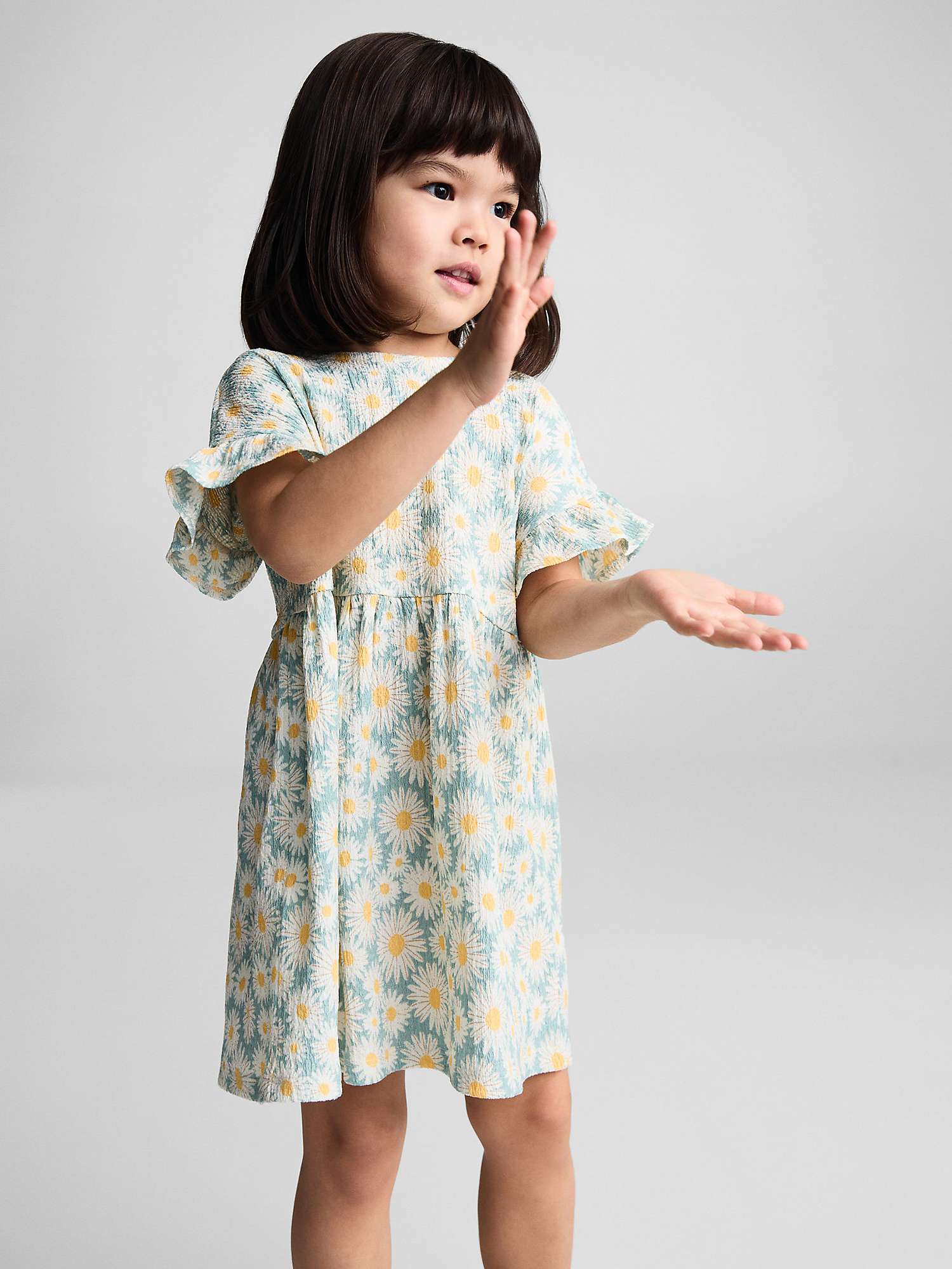 Buy Mango Baby Anna Daisy Print Ruffle Sleeve Dress, Green/Multi Online at johnlewis.com