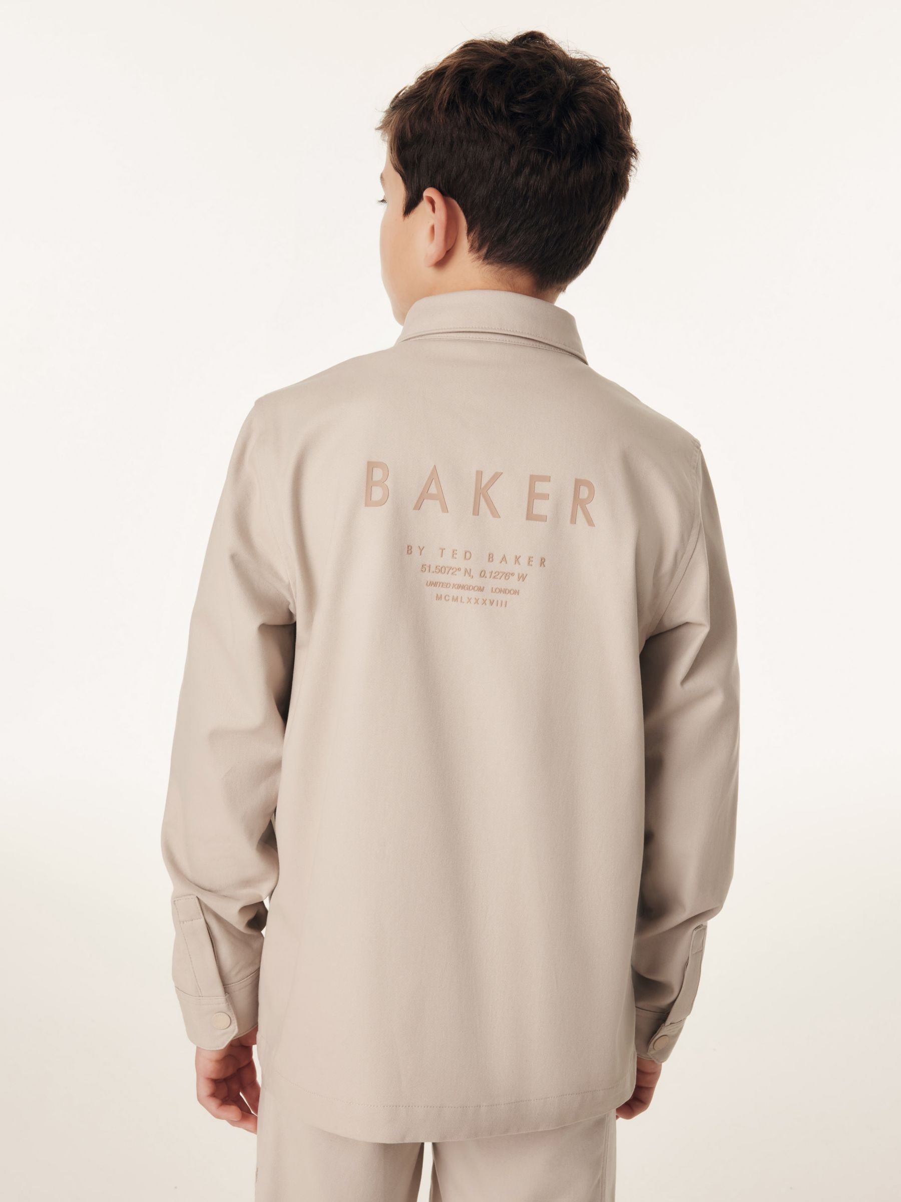 Ted Baker Kids' Shacket & T-Shirt Set, Stone/White, 12 years