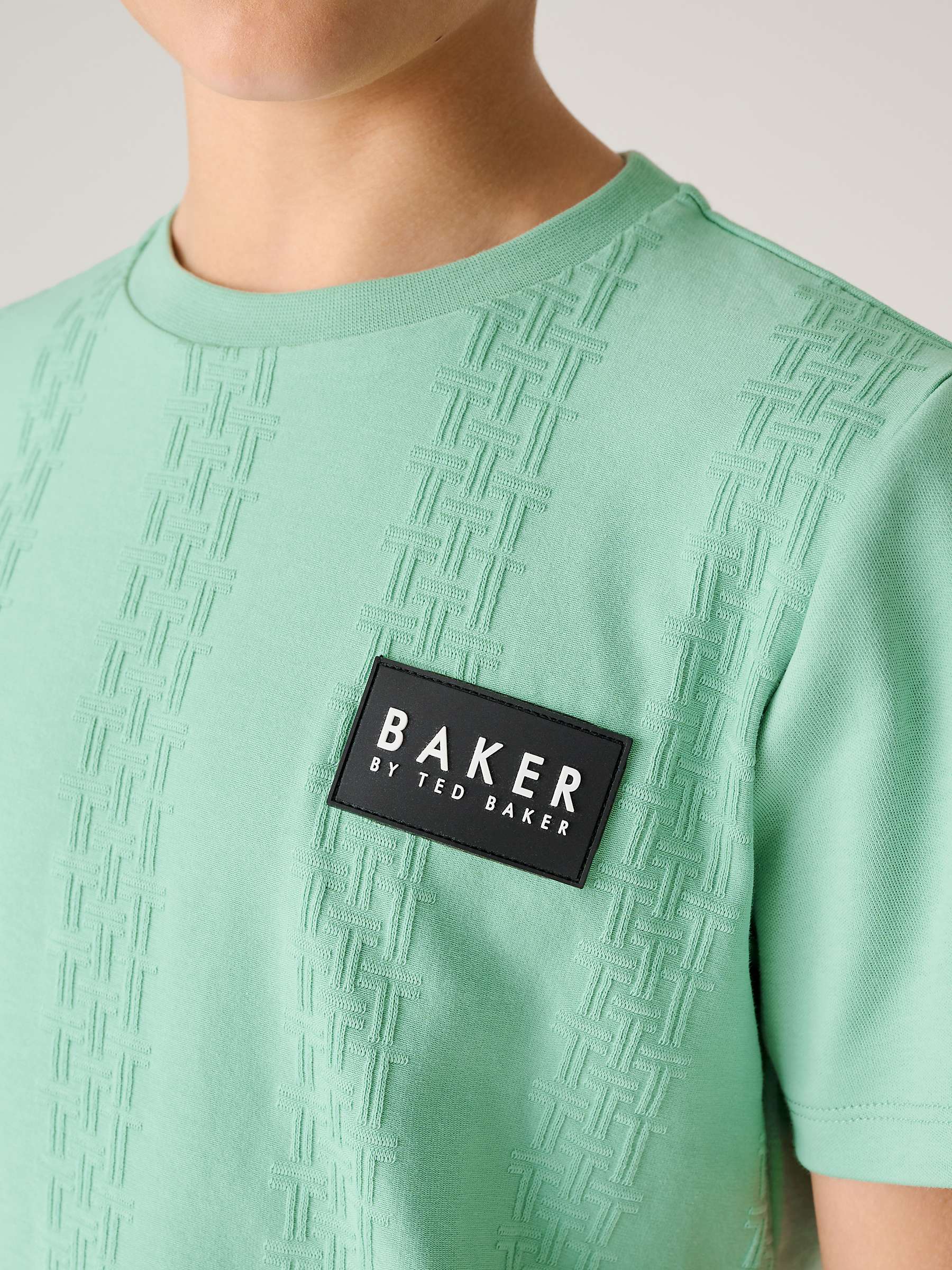 Buy Ted Baker Kids' Baker Logo Basket Weave Texture T-Shirt, Green Online at johnlewis.com