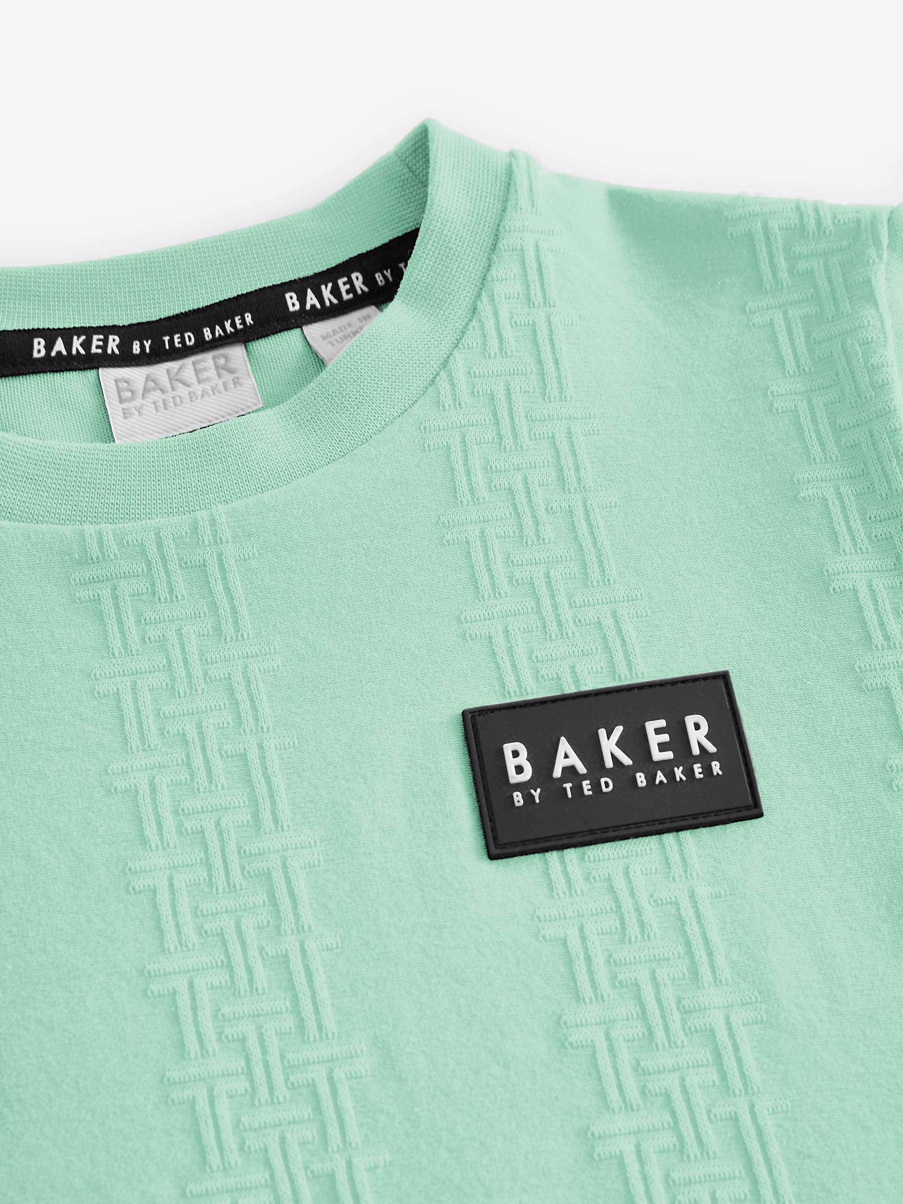 Buy Ted Baker Kids' Baker Logo Basket Weave Texture T-Shirt, Green Online at johnlewis.com