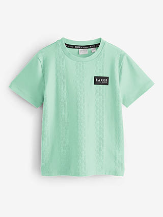 Ted Baker Kids' Baker Logo Basket Weave Texture T-Shirt, Green