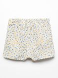 Mango Baby Travi Floral Print Tie Waist Shorts, White/Multi