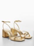 Mango Luan Strappy Heeled Sandals, Gold