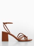 Mango Luan Strappy Heeled Sandals, Medium Brown