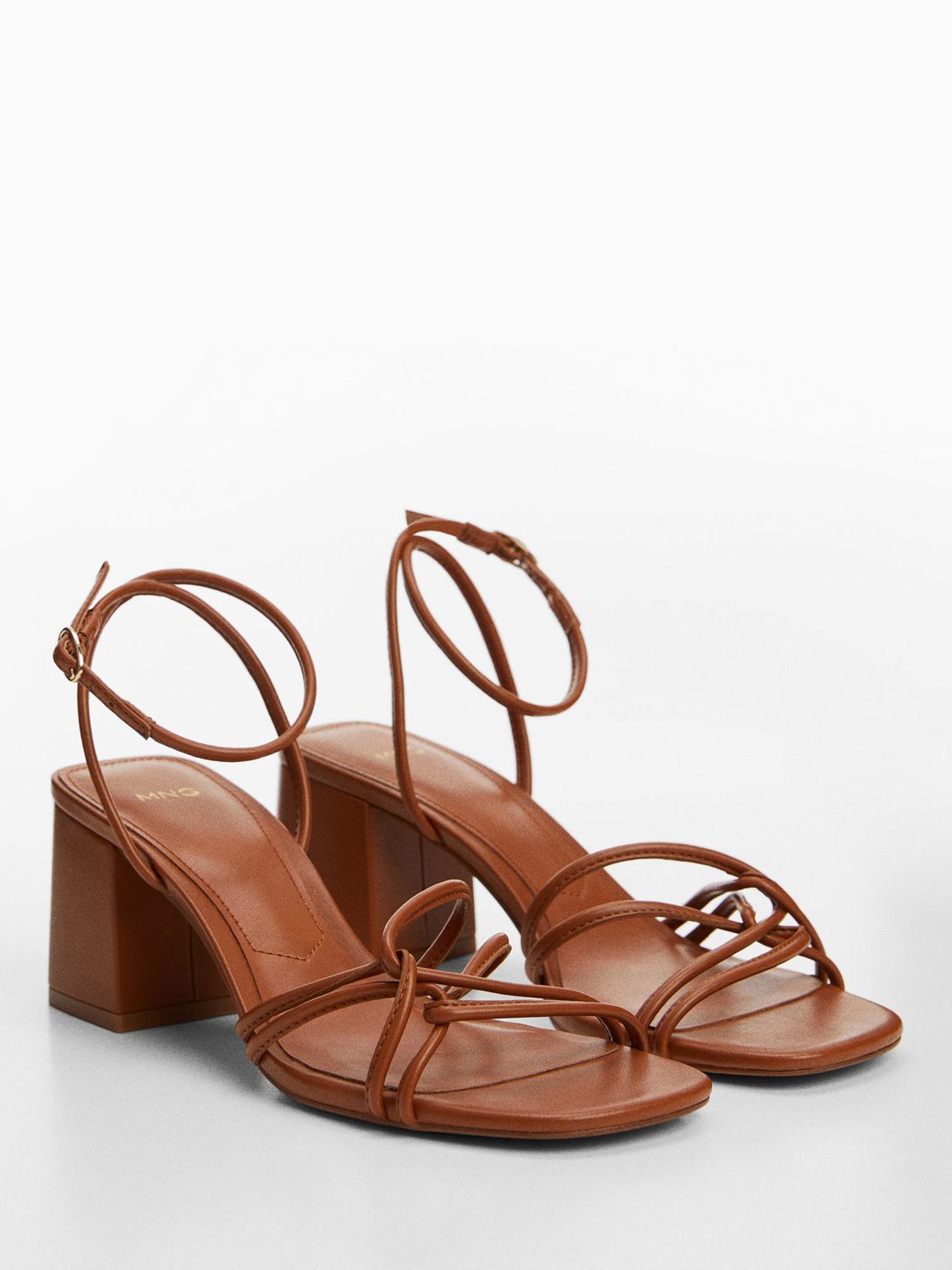 Buy Mango Luan Strappy Heeled Sandals, Medium Brown Online at johnlewis.com