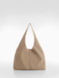 Mango Gabriel Leather Shopper Bag, Light Brown