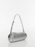 Mango Diego Braided Cylindrical Bag, Silver