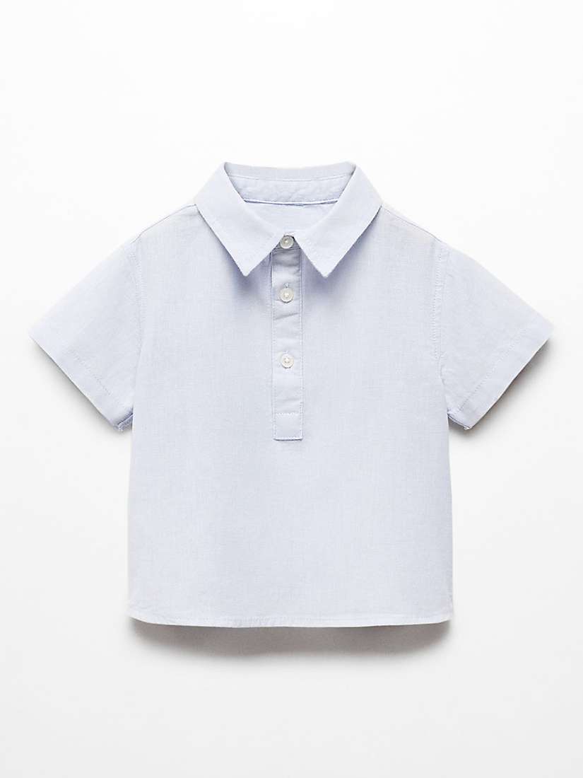 Buy Mango Baby Luis Half Button Shirt, Light Pastel Blue Online at johnlewis.com