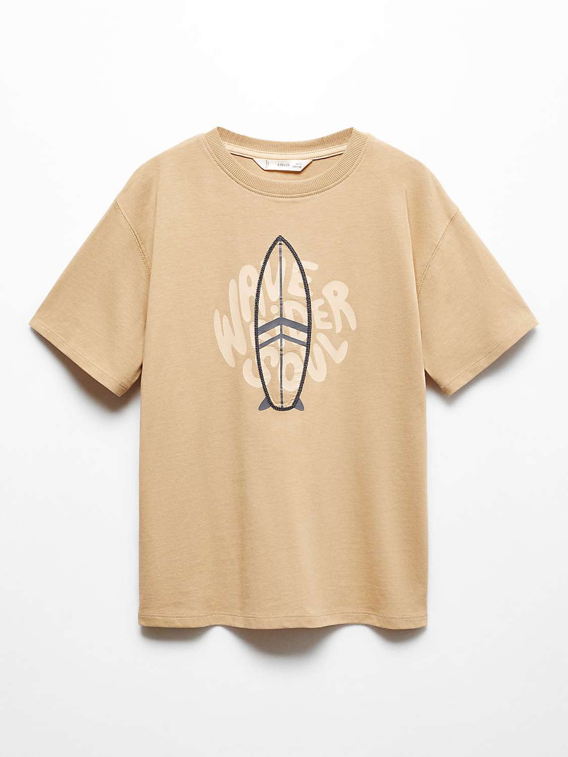 Buy Mango Kids' Cord Wave Rider Embossed T-Shirt, Light Beige Online at johnlewis.com