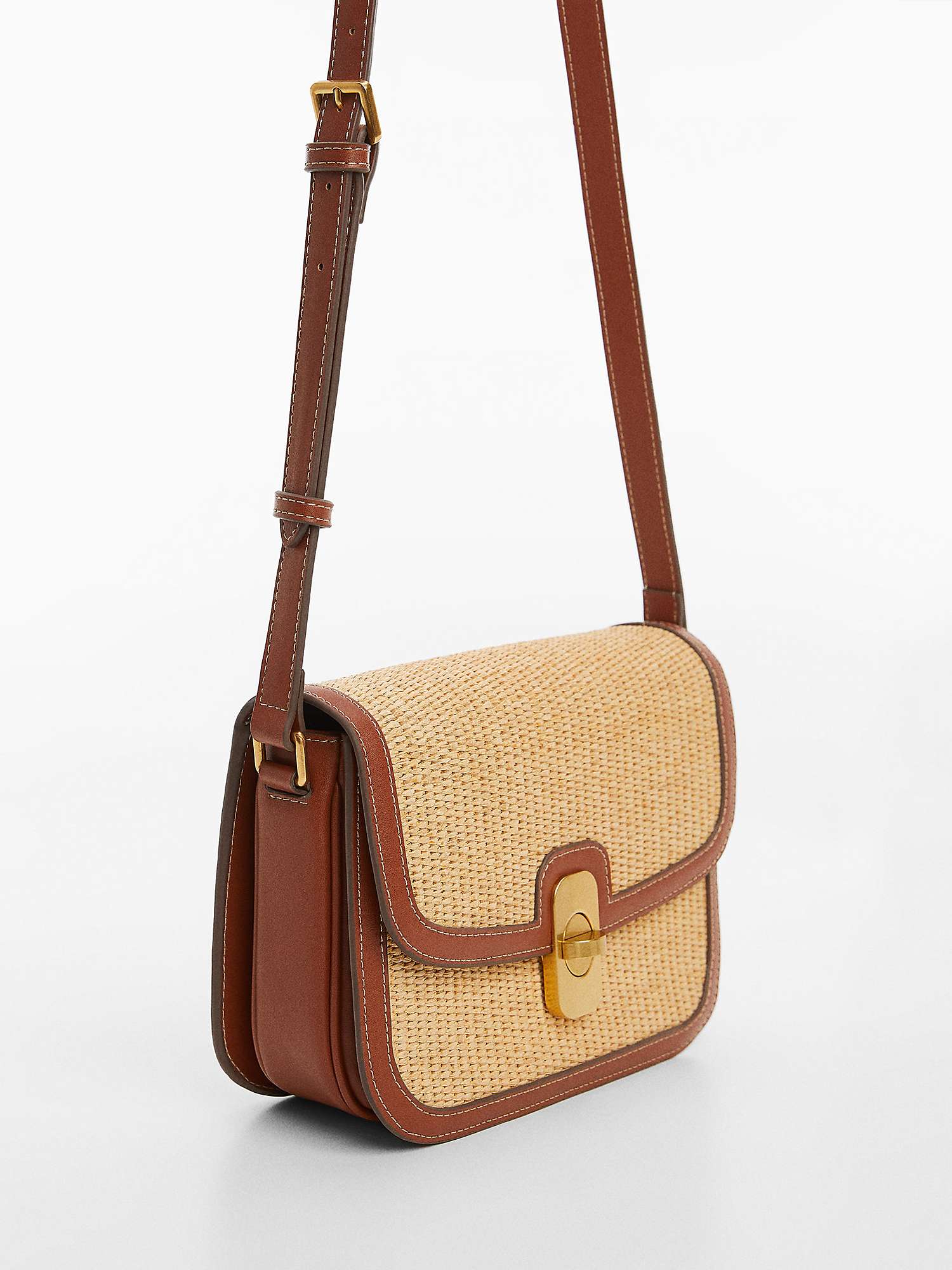Buy Mango Daura Raffia Shoulder Bag, Medium Brown Online at johnlewis.com