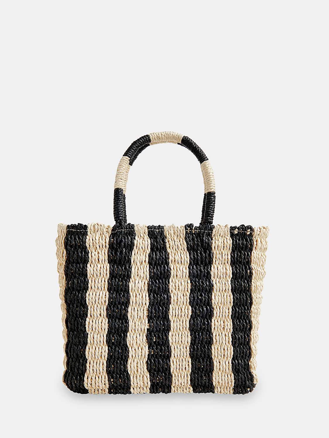 Buy Whistles Tillie Woven Striped Mini Tote Bag, Natural/Black Online at johnlewis.com