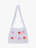 Stych Kids' Heart & Flower Beaded Shoulder Bag, White/Multi