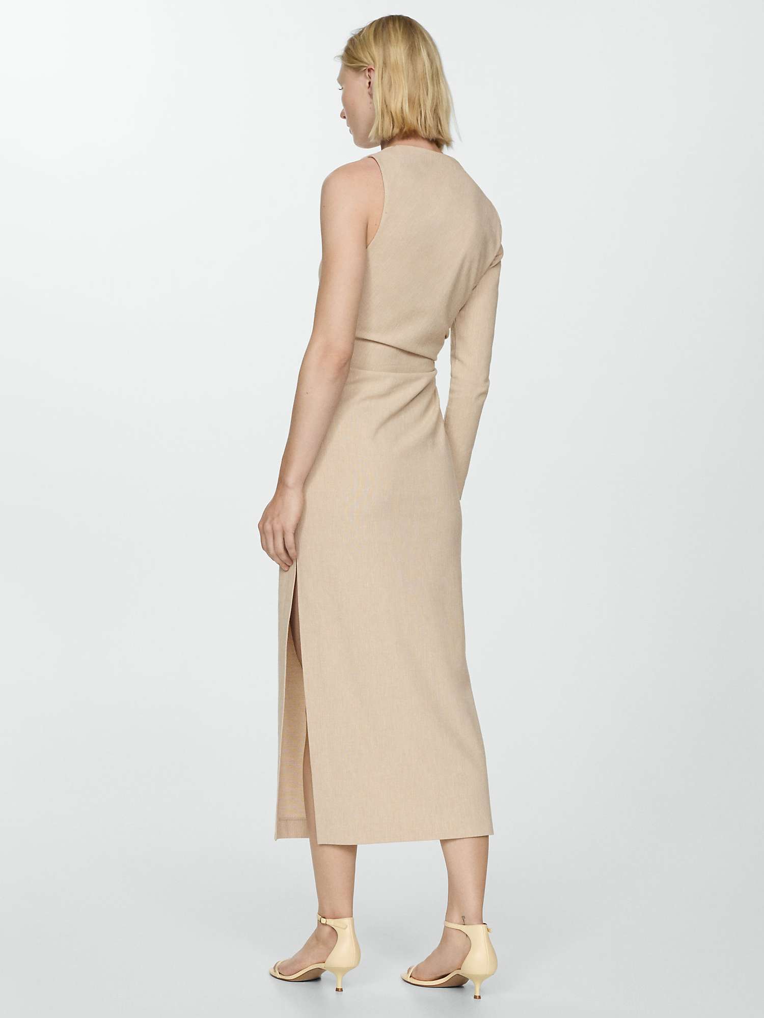 Buy Mango Ambra Tailored One Sleeve Midi Dress, Beige Online at johnlewis.com