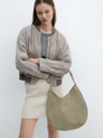 Mango Hawai Quilted Bomber Jacket, Pastel Grey