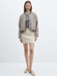 Mango Hawai Quilted Bomber Jacket, Pastel Grey