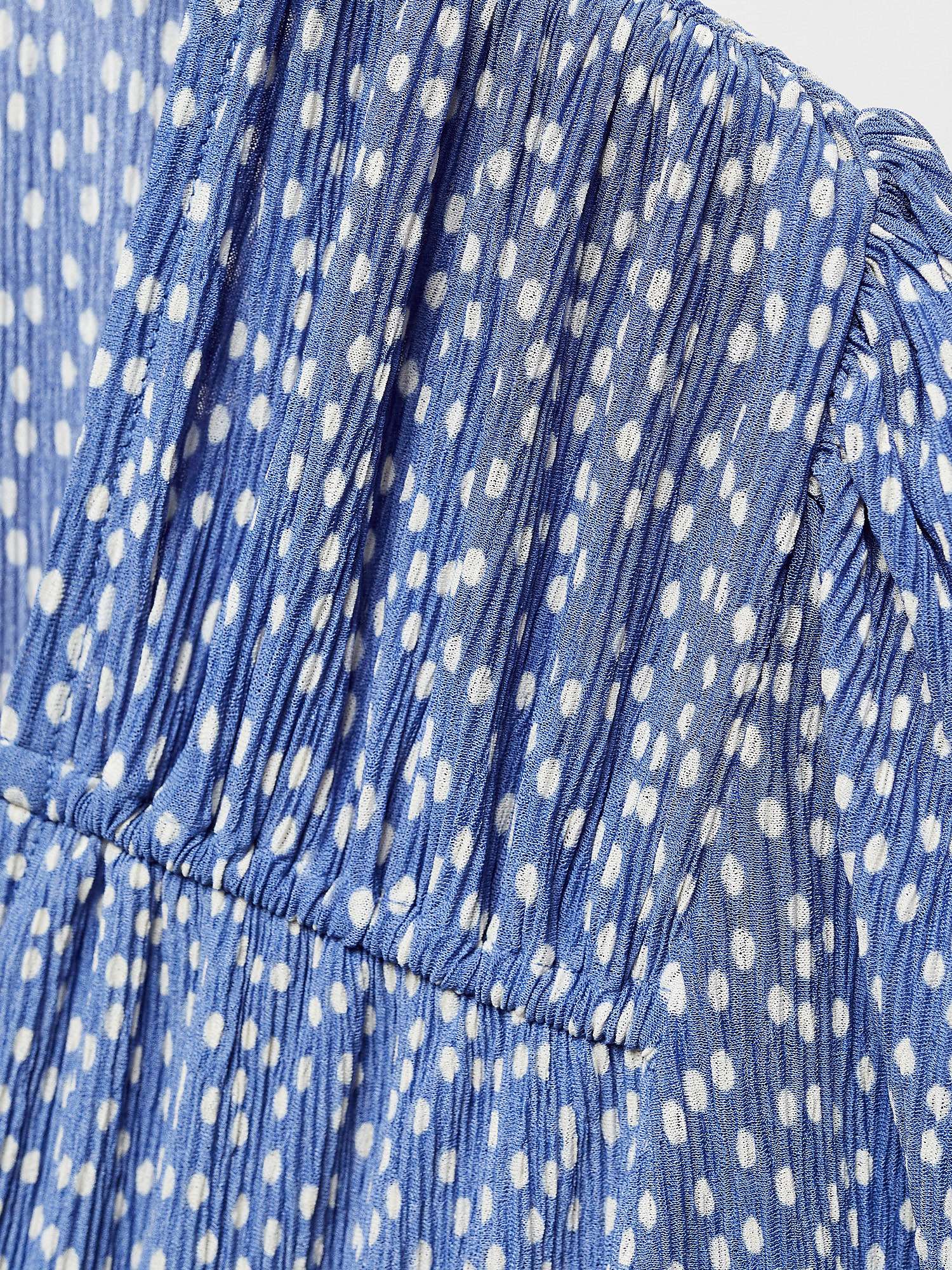 Buy Mango Pomelo Tie Neck Spot Print Midi Dress, Medium Blue Online at johnlewis.com